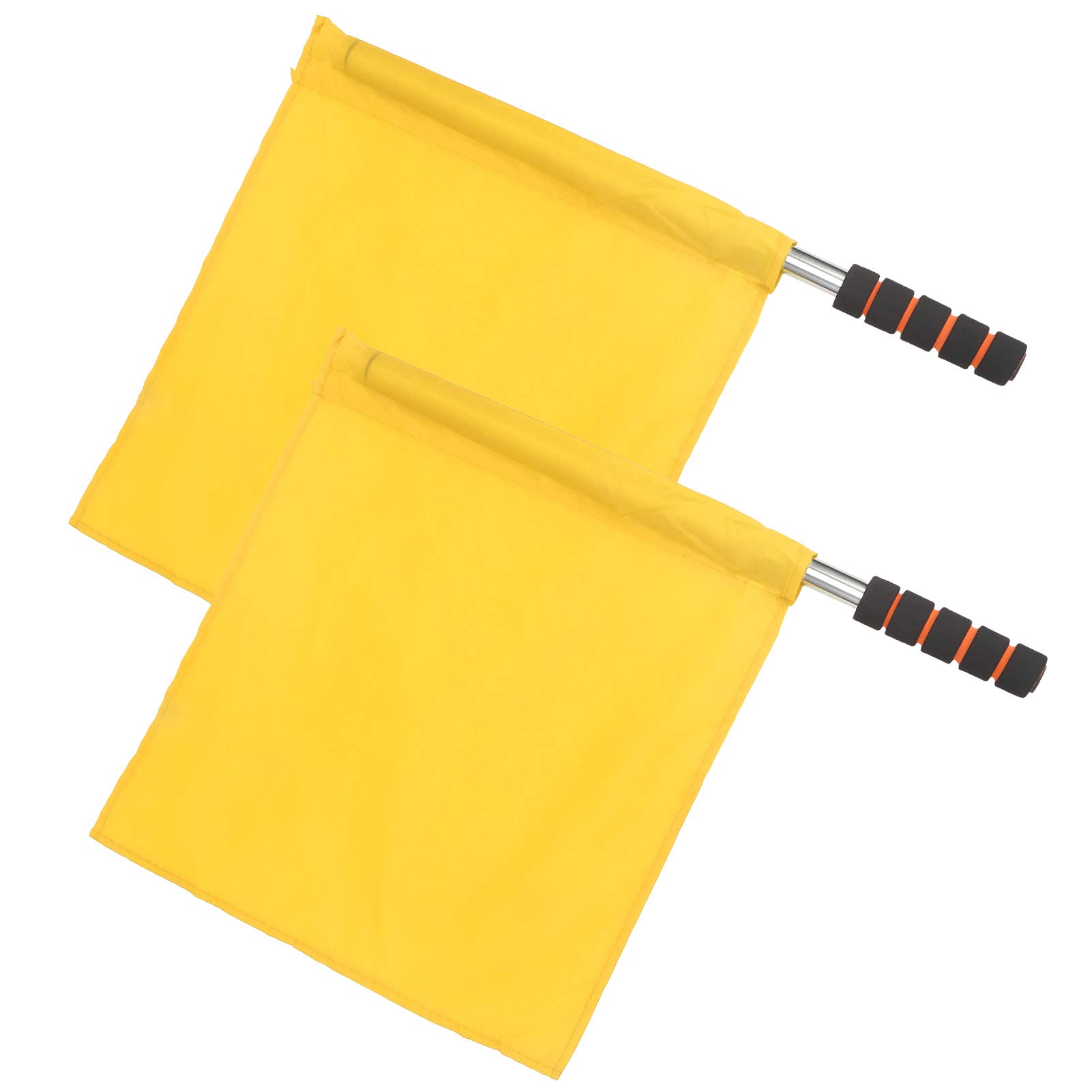 Cryfokt Drapeau de Juge de Ligne de Compétition, Poignée en éponge Confortable, Drapeaux Officiels D'arbitre, Poteau en Acier Inoxydable 2 Pièces pour Arbitres de Football pour Jeux de Plein Air