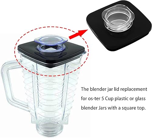 Miniatura 2 de Tapa cuadrada de licuadora y tapa central adecuada para Os-ter Os-terizer Blender Jar Fit para 4903 Os-ter Blender Square Jar Lid Replacements