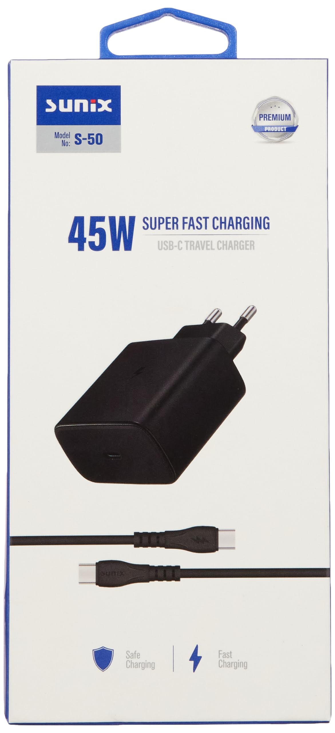 Sunix S-50 USB-C Type-C Şarj Aleti Set, Siyah