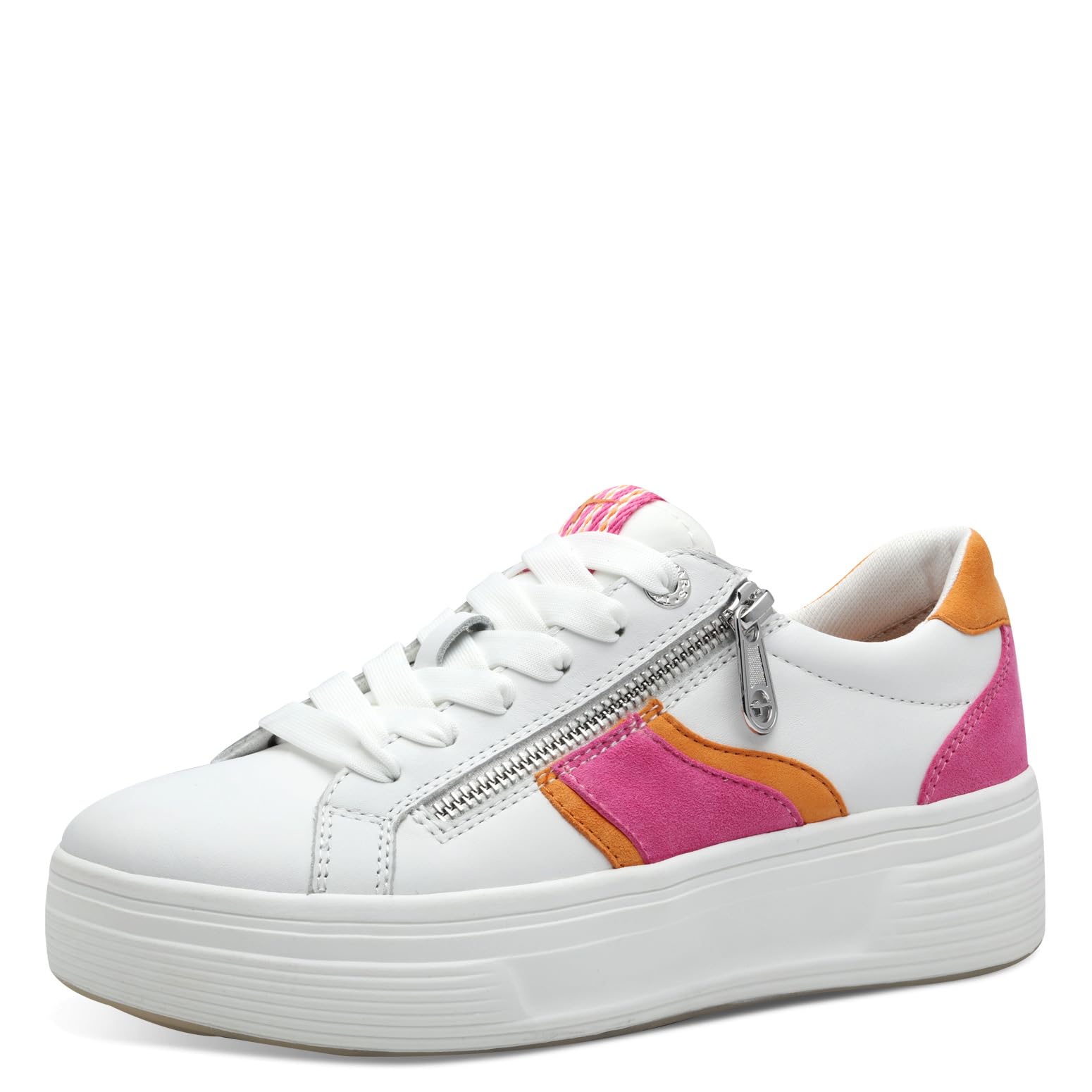 Tamaris Comfort Women’s Platform Sneakers with Zip Low Top, Fuchsia Comb, 6,5 UK