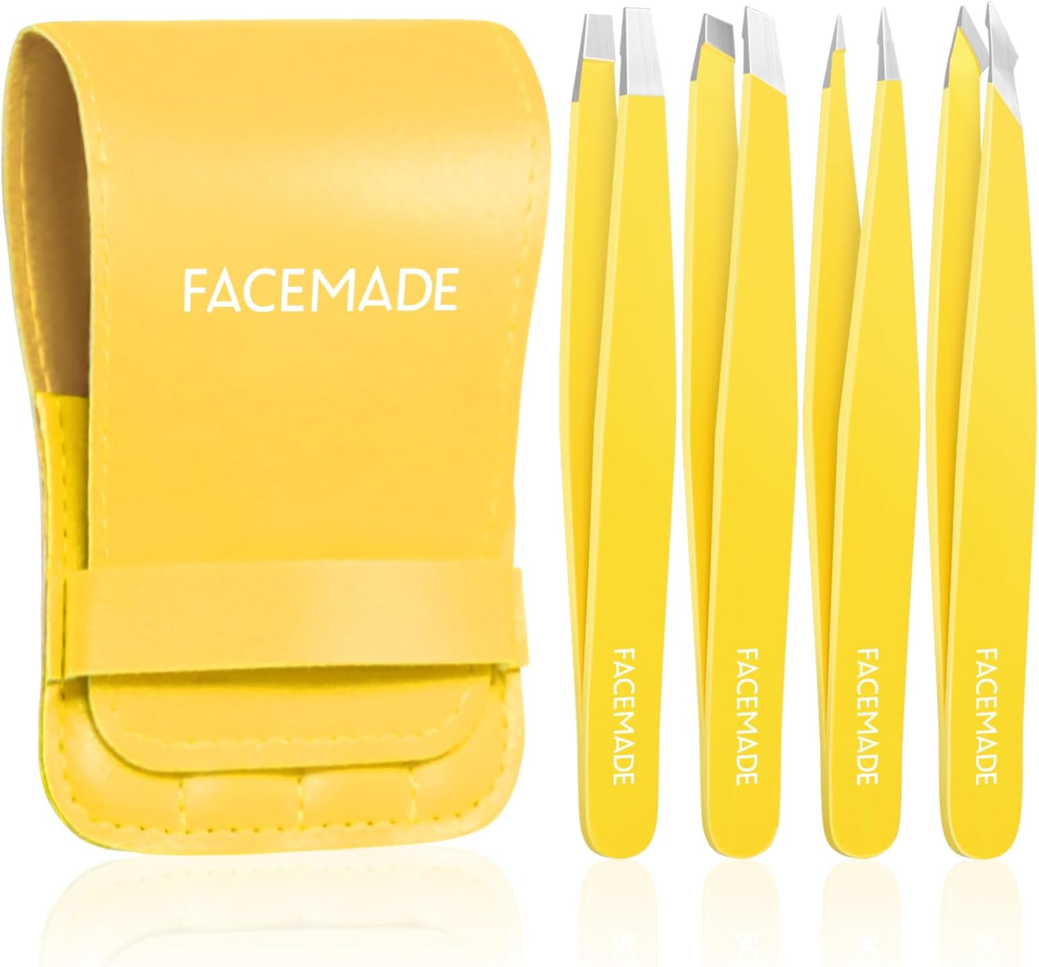 FACEMADE 4 Pack Tweezers Set Professional Stainless