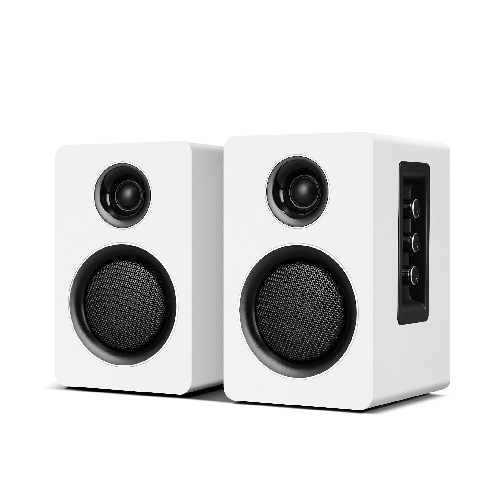 Computer Speakers, Bluetooth 5.3, USB-C, AUX/RCA, 3.5-Inch Woofer, White