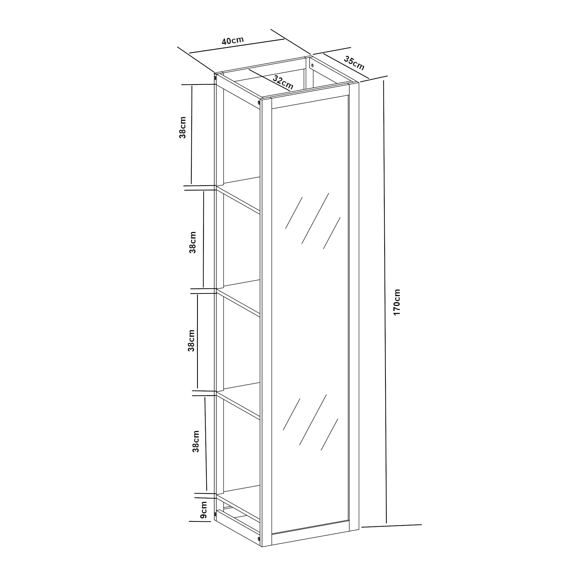 Étagère Avec Miroir Intégré As Bambou 170 X 40 X 35 Cm Naturel Blanc Encasa 87408871
