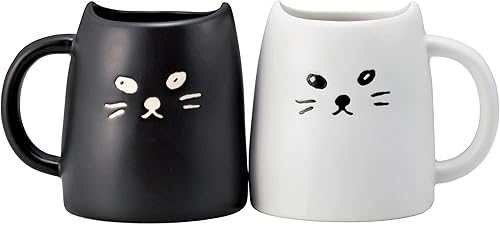 Sunart SAN2140 Cute Vajilla con diseño de gato negro y gato blanco, taza, 11.3 oz (320 g)