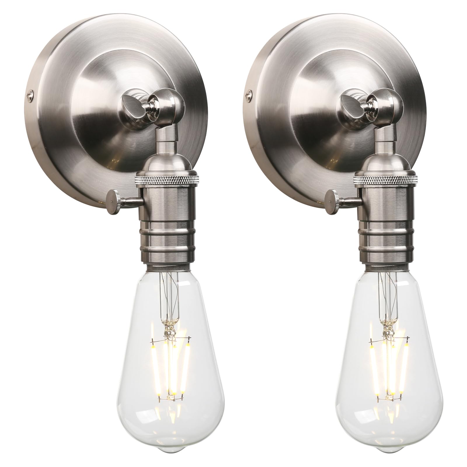 Yosoan Lighting Set of 2 Vintage Up/Down Wall Light Industrial Antique Wall Lamp Fitting Fixtures,Wall Sconce Lamp for Kitchen Dining Room Bedroom Bar Restaurants (Brushed-2)