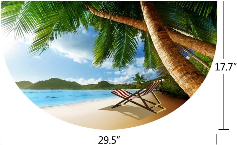 Half Round Rubber Door Mat, Decorative Indoor Outdoor Doormat Non Slip Front Door Mat, Easy to Clean Low Profile Mat for Entry Patio Garage High Traffic Areas, 17.7" x 29.5" (Seaside B)