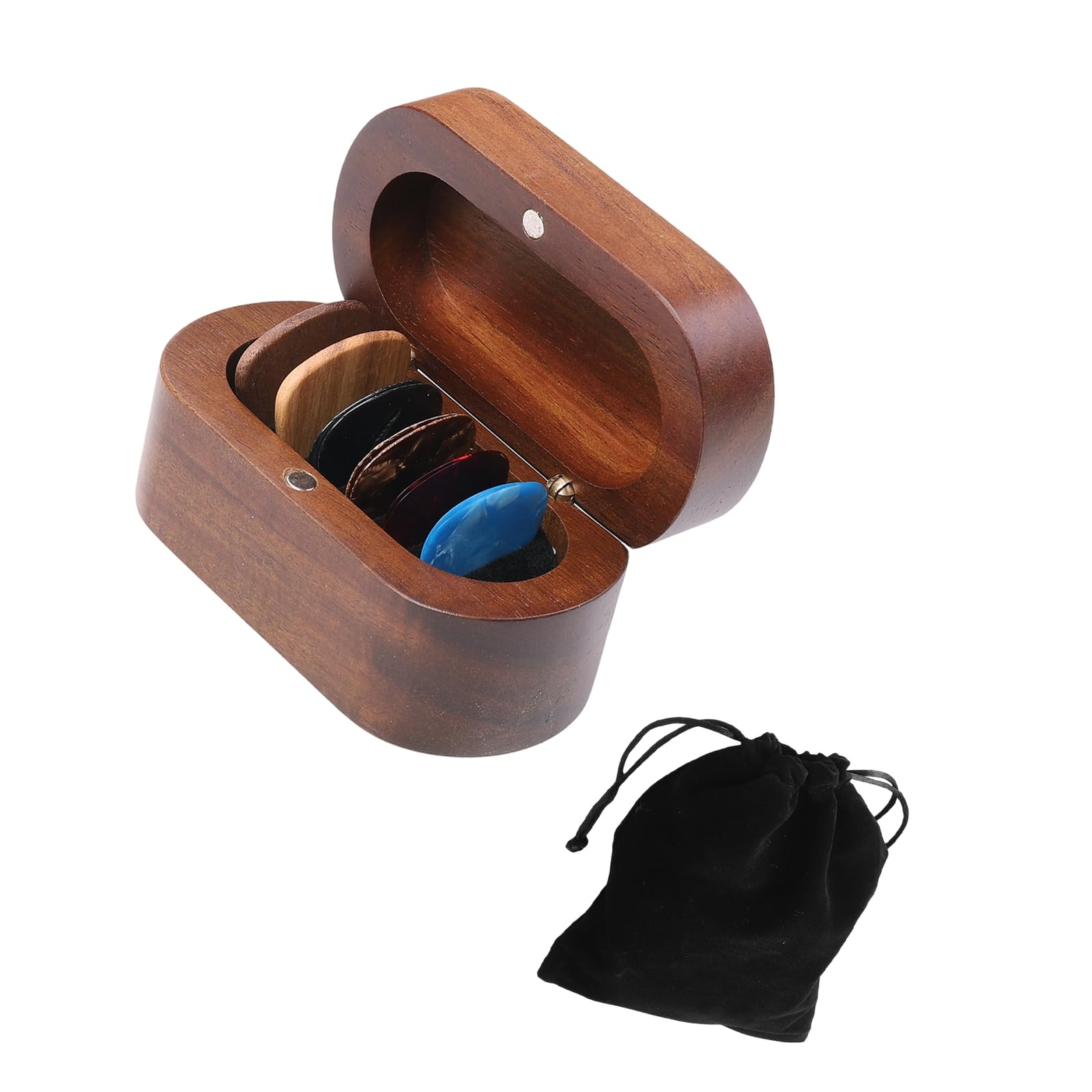 Shntig Premium Wood Guitar Pick Holder Organizers For Guitarists With Velvets Pouches Enhances Instrument Accessory Storage Desk Pick Organizers