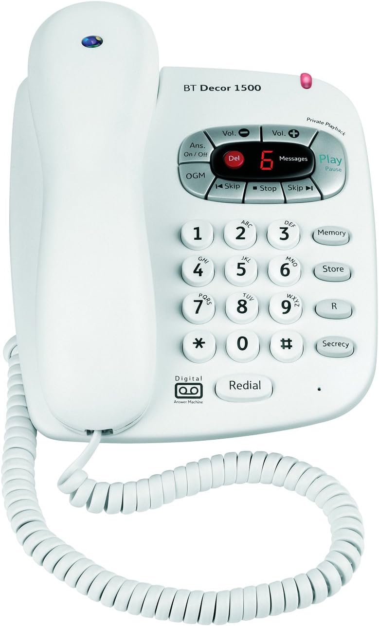 BT Decor 1500 Corded Telephone With Answering Machine Amazon.co.uk