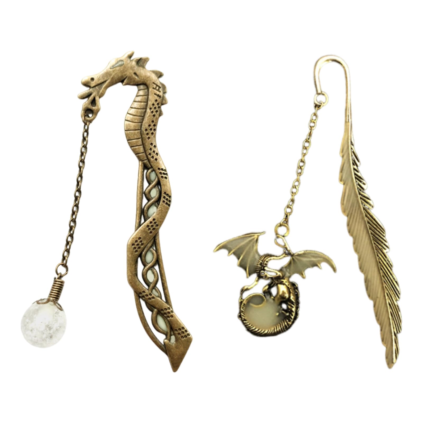 SoeUyd 2 Piezas Marcapáginas de Metal, Marcapáginas de Plumas de Metal, Marcapaginas Profesora, Retro Exquisitos, Se Pueden Utilizar Como Regalos Para Estudiantes, Profesores, CompañEros (Bronce)