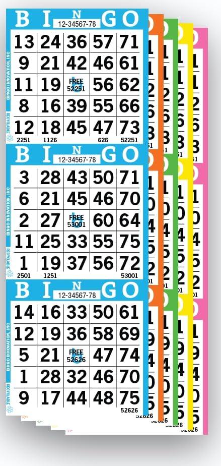 Bingo Books   3 Faces, 5 Pages Each, 100 Disposable Game Books   Recyclable Dauber Sheets for Seniors, Adults & Events 3on5up