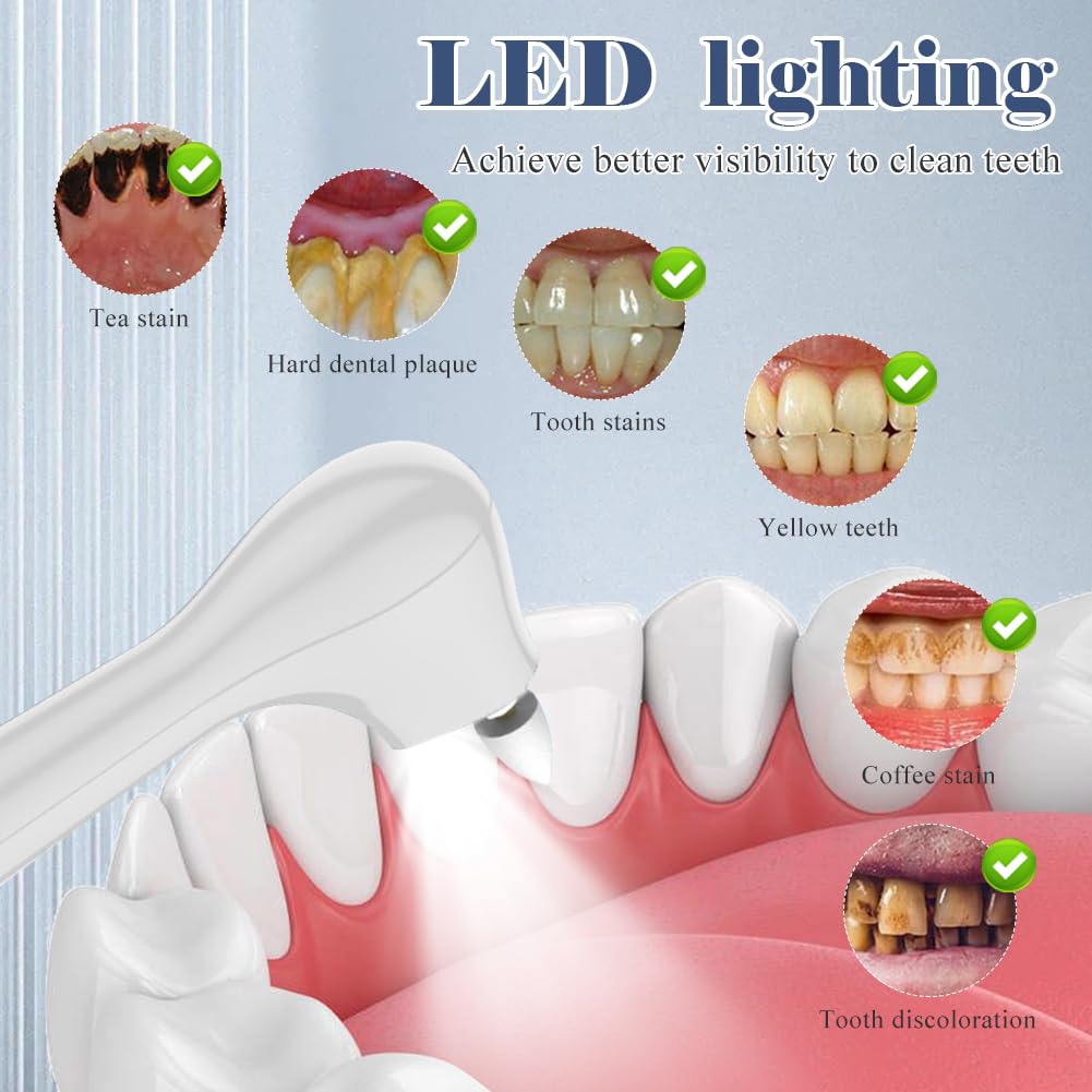 Limpiador de sarro con 5 cabezales, pulidor de dientes, juego profesional de limpieza dental con 5 modos para limpieza dental y blanqueamiento de dientes, para pulir después de la limpieza dental