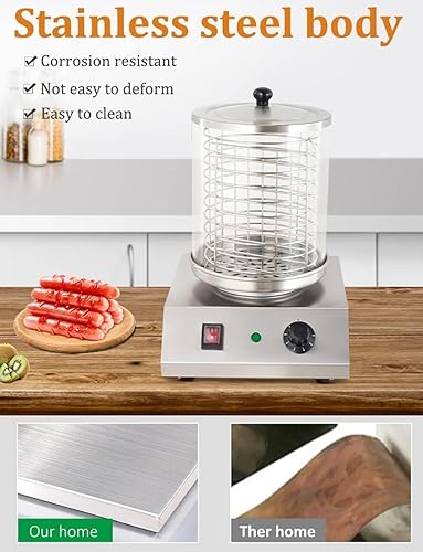 Miniatura 4 de Hotdog Roller Grill 538W Máquina de parrilla de salchichas, rodillo eléctrico comercial para perros calientes, control inteligente de temperatura de