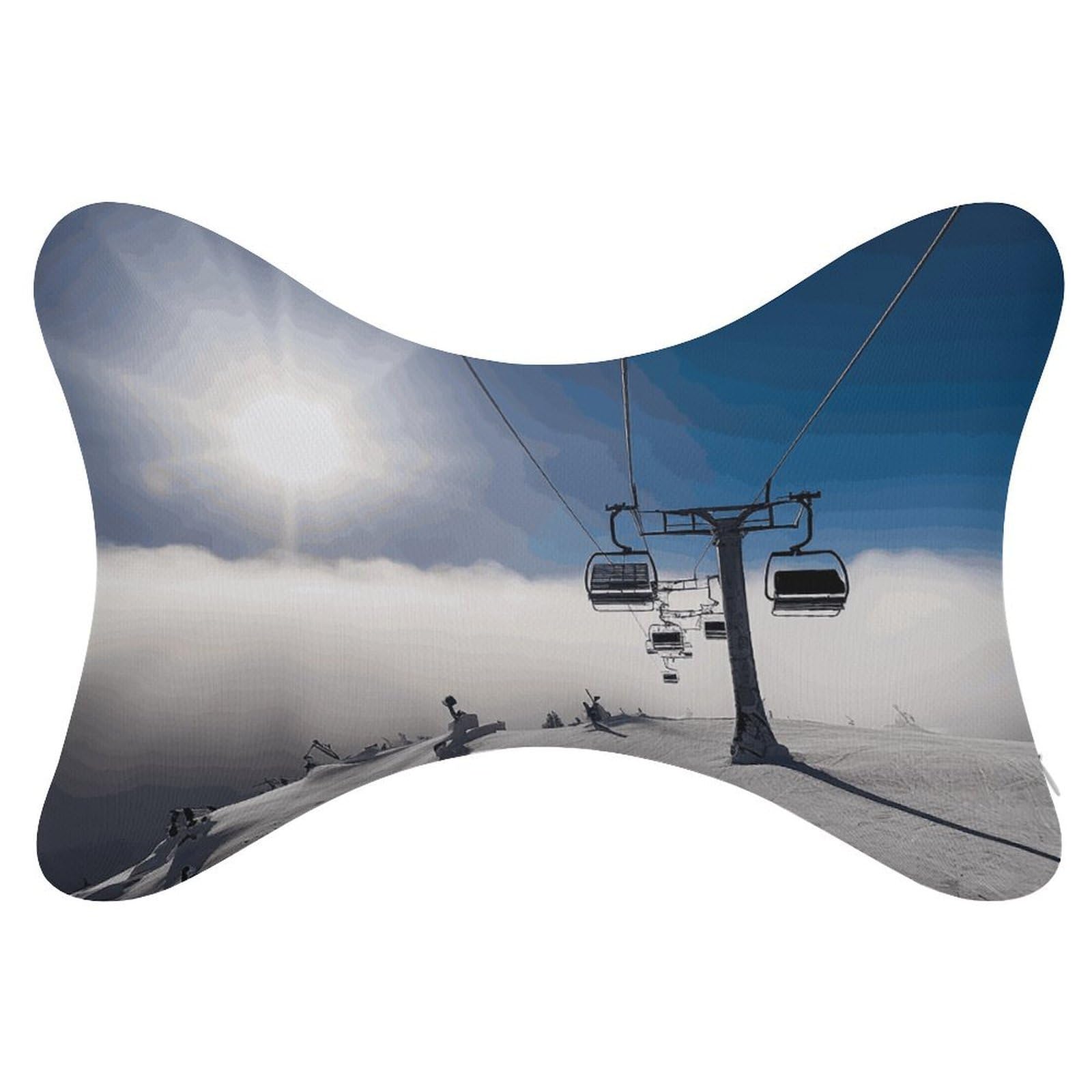 FekiLoot Ski Lift at Sunshine Car Headrest Set of 2,Softness Memory Foam Car Neck Pillow with Breathable Removable Cover Car Neck Support Pillow Ergonomic for Driving, Office