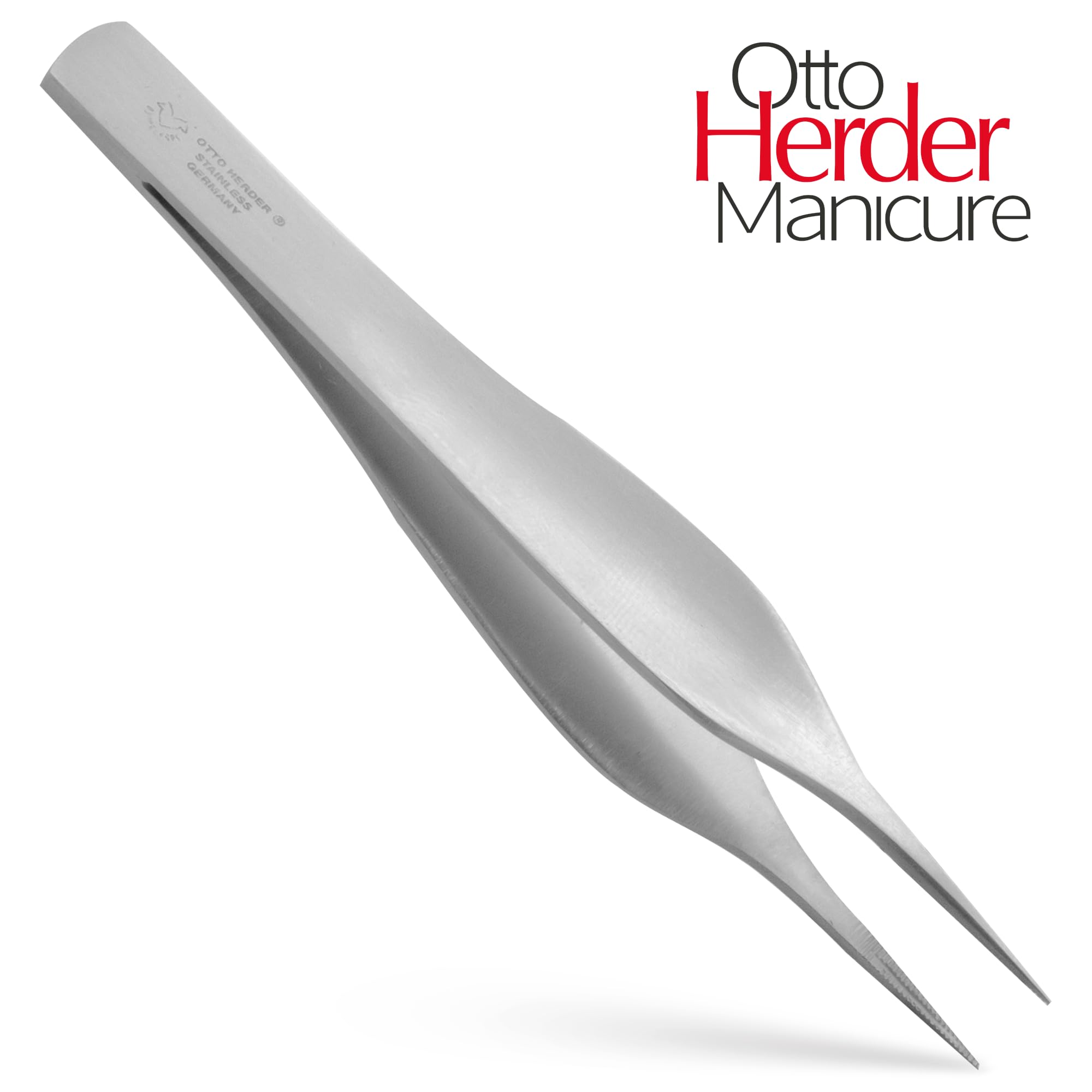 Otto Herder Manicure Pinzetta con punta fine, 11,3 cm, pinzette mediche con micro dentatura, pinzette chirurgiche in acciaio strumentale, qualità medica