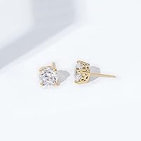 Vista 6 de Tienda Collection Yellow Gold Plated, Platinum or Rose Gold Plated Sterling Silver Infinite Elements Cubic Zirconia Stud Earrings White, Blue