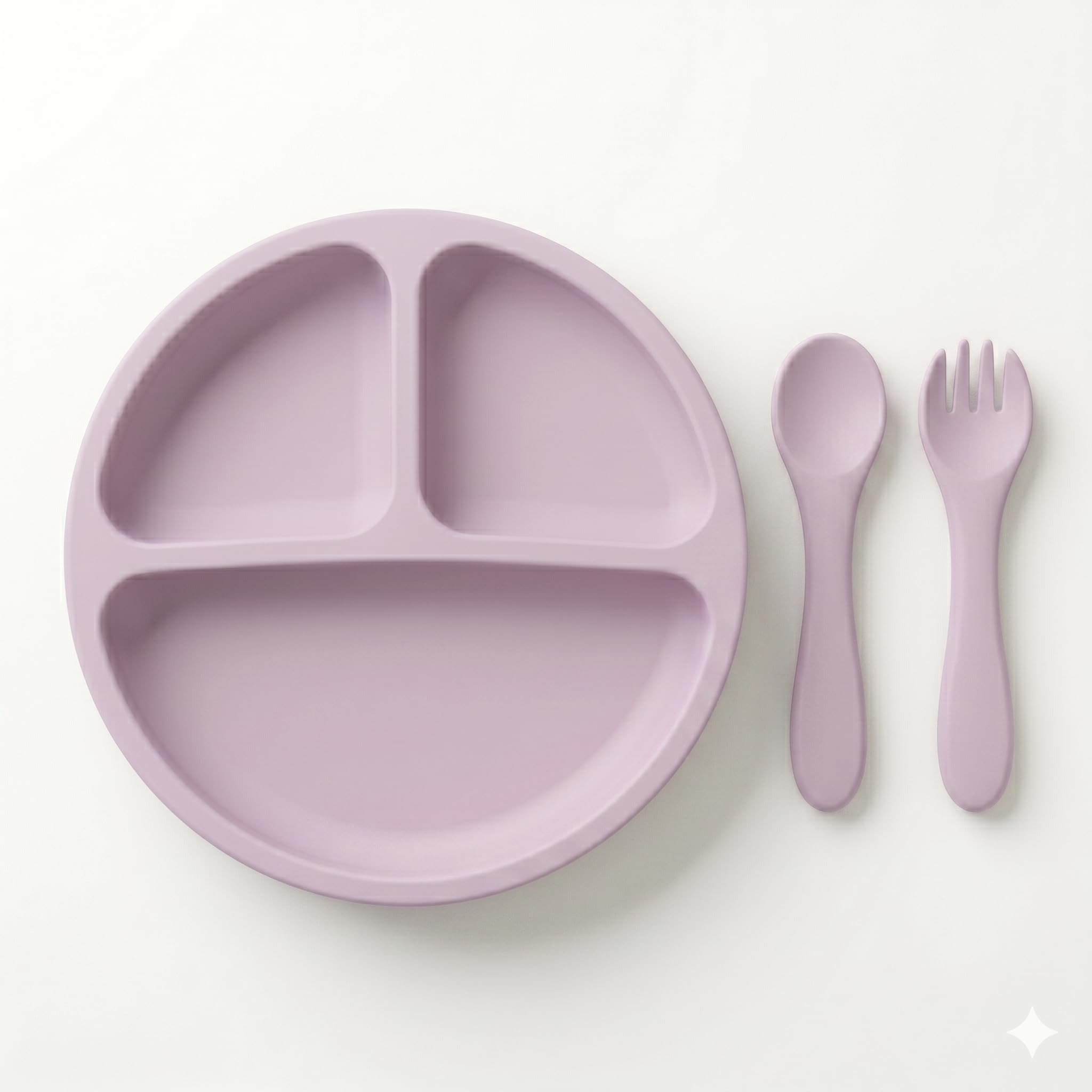 Zenovia Silicone Baby Feeding Set – Divided Plate with Spoon & Spork | BPA Free Toddler Feeding Set | Baby Weaning Essentials | Suction Plate, Dishwasher Safe Baby Products (Pink)-image-40