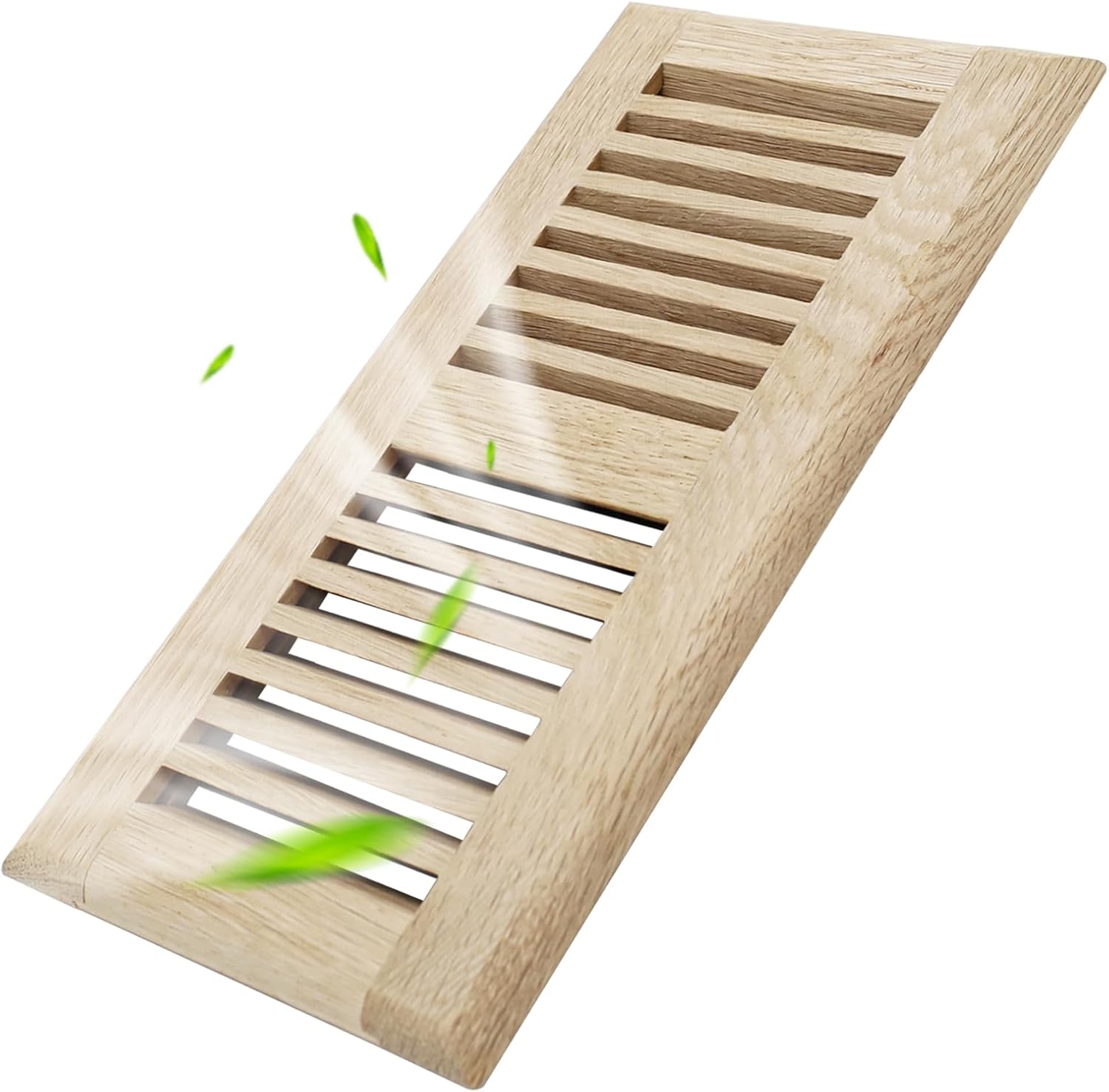 4x10 Inch White Oak Wood Floor Register Vents Cover - Drop in Vent Register with Damper Wooden Vents Covers for Home Floor Unfinished (White Oak)