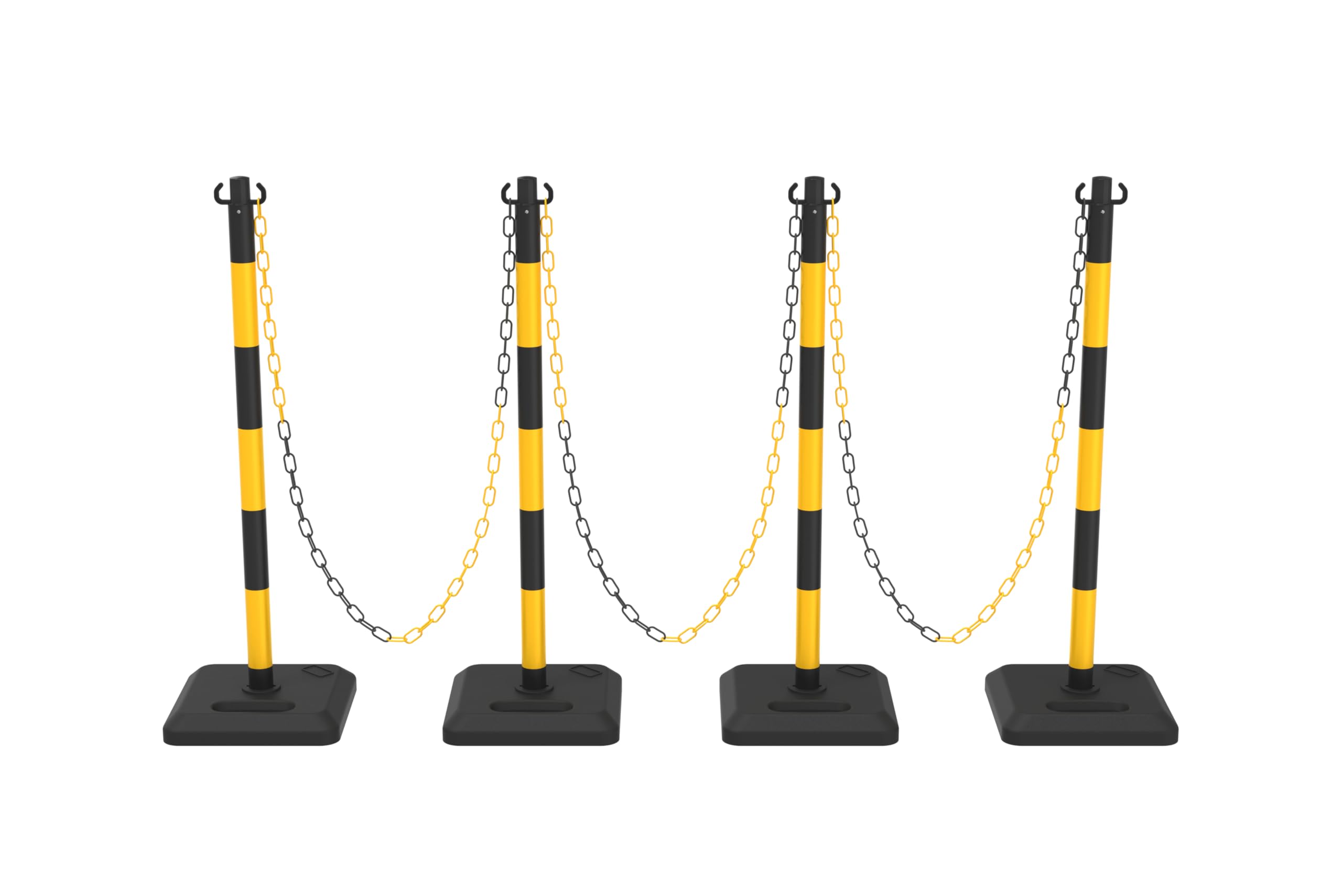 [4er Pack] ZincOrange 100 cm Verkehrsleitpfosten – Absperrpfosten mit 6 m Kette und Stabiler Basis für Parkplätze, Baustellen und Verkehrsabsicherung