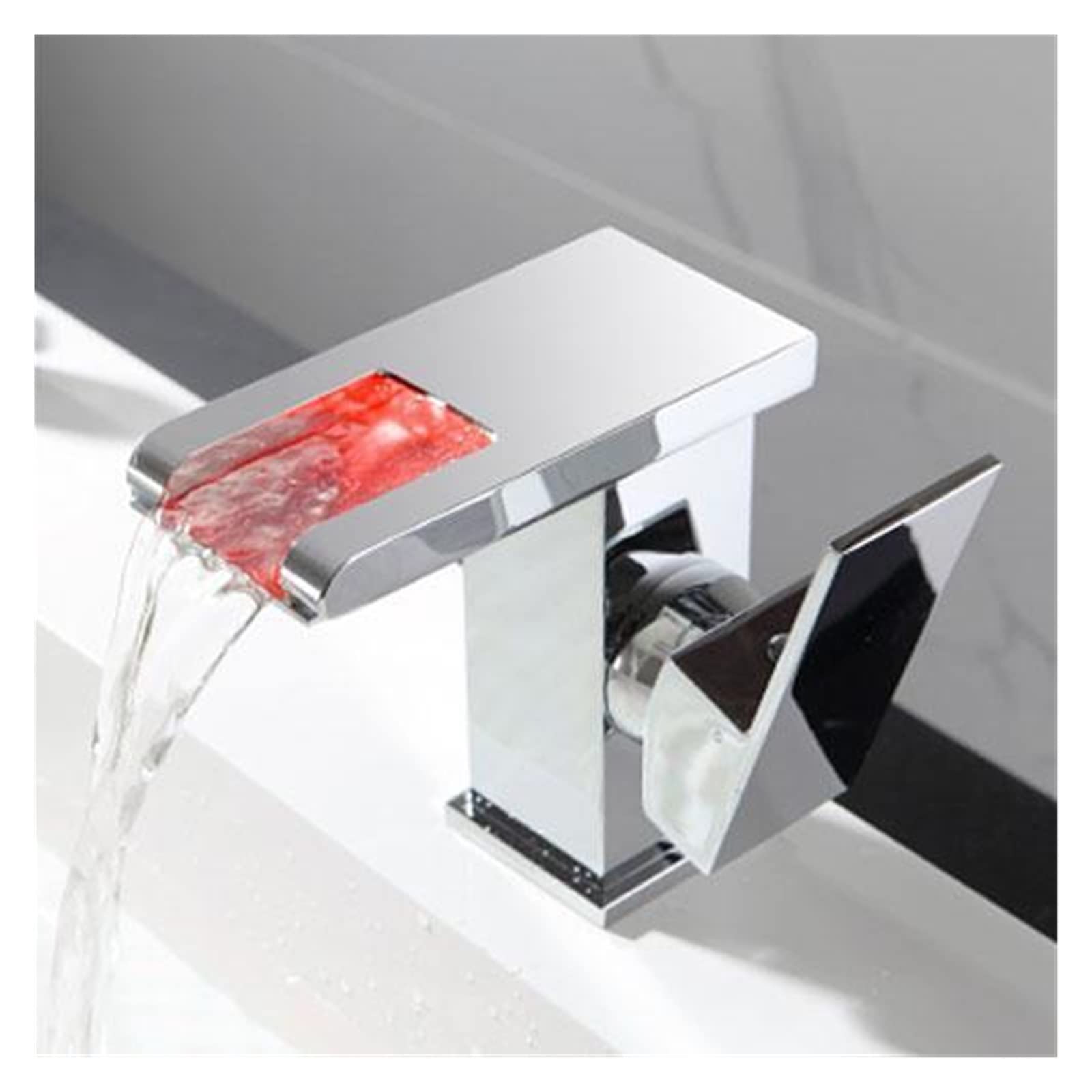 Mitigeur salle de bain mitigeur évier cascade LED chrome haute finition