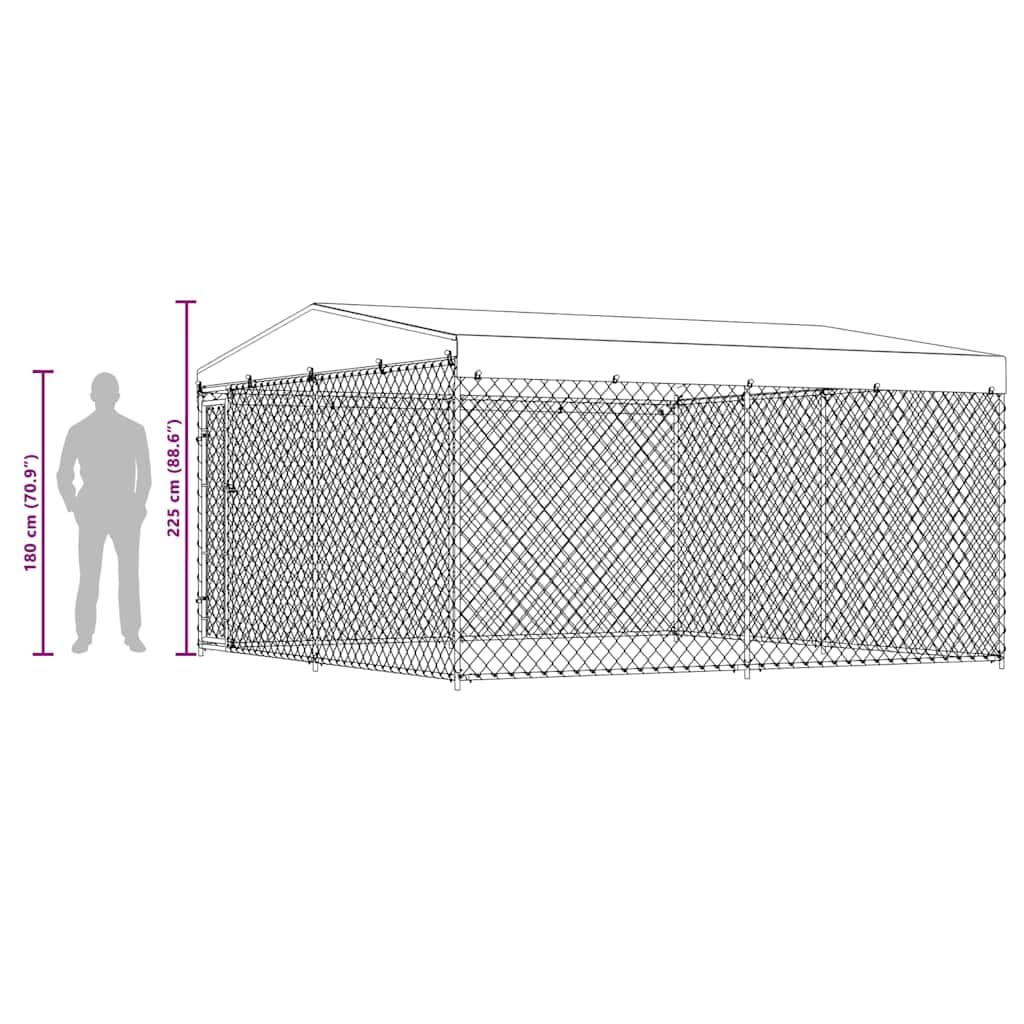 vidaXL Perrera de Exterior con Techo 3,8x3,8x2,4 m