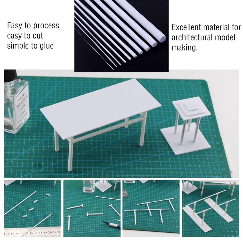 ABS Vollmaterial Rund Für Bearbeitung Modellbau Und Technische Projekte,8mmx500mm（4pcs）