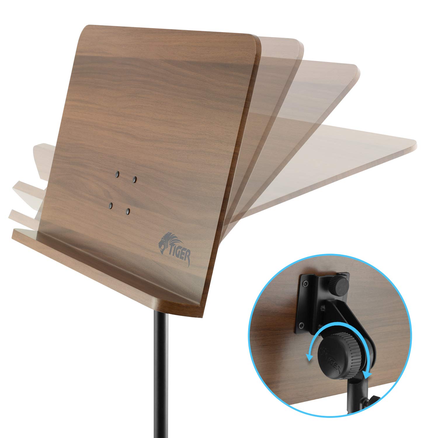 TIGER MUS35-PRO Pupitre d'orchestre en bois avec base métal robuste professionnelle