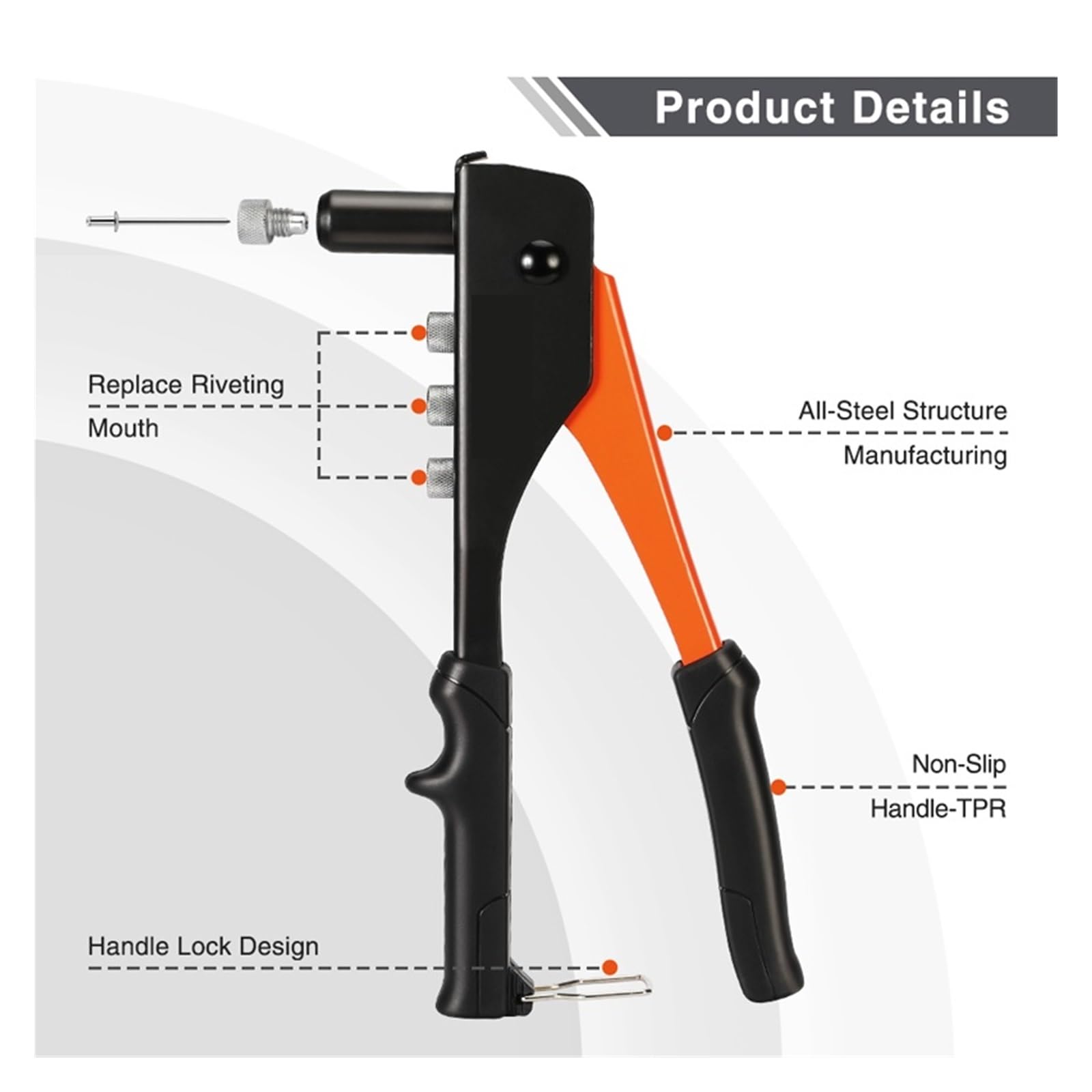Zestaw Narzędzi Ręcznych Nitownic Profesjonalny Ręczny Pistolet Do Nitów Naprawa Domu I Majsterkowanie Z 200 Nitami 2.4mm 3.2mm 4.0mm .8mm,Narzędzie do Naprawy Montażu