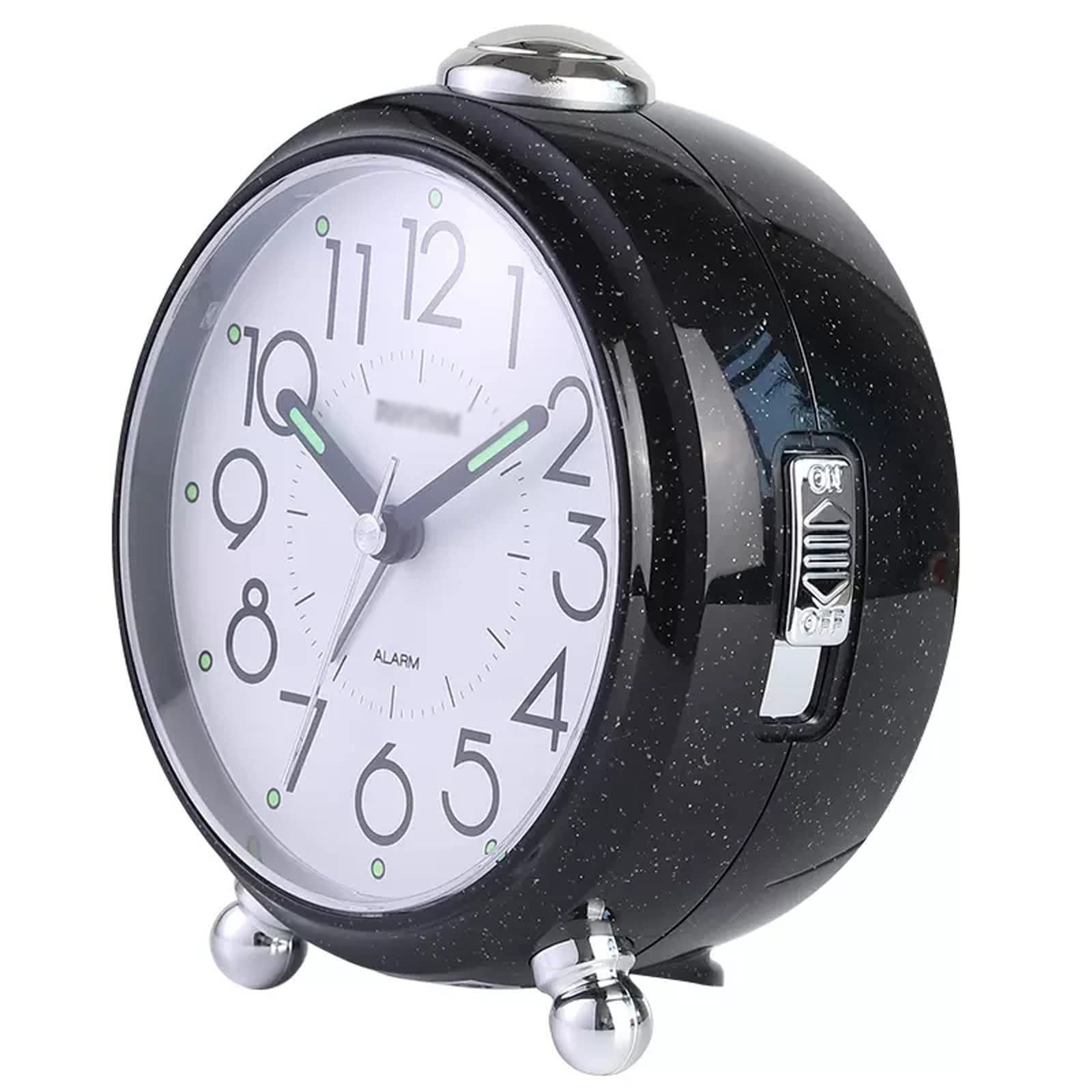 Weckee Analoger Wecker for Schlafzimmer, tickt Nicht, mit Nachtlicht, Schlummerfunktion, runder Wecker, batteriebetriebene Uhr for Schlafzimmer, Wohnzimmer Wexker (Color : Schwarz)
