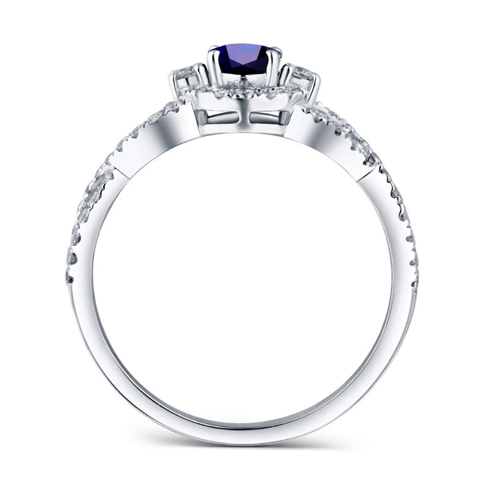 Beydodo Pierścionek zaręczynowy 18 karatów nieskończoność z owalnym szafirem 0,48/0,85/1,72 ct, damski pierścionek z białego złota z diamentem e 18 karatów (750) białe złoto, 56 (17,8 mm), colore: 0.48ct, cod. TLLWGZ4011