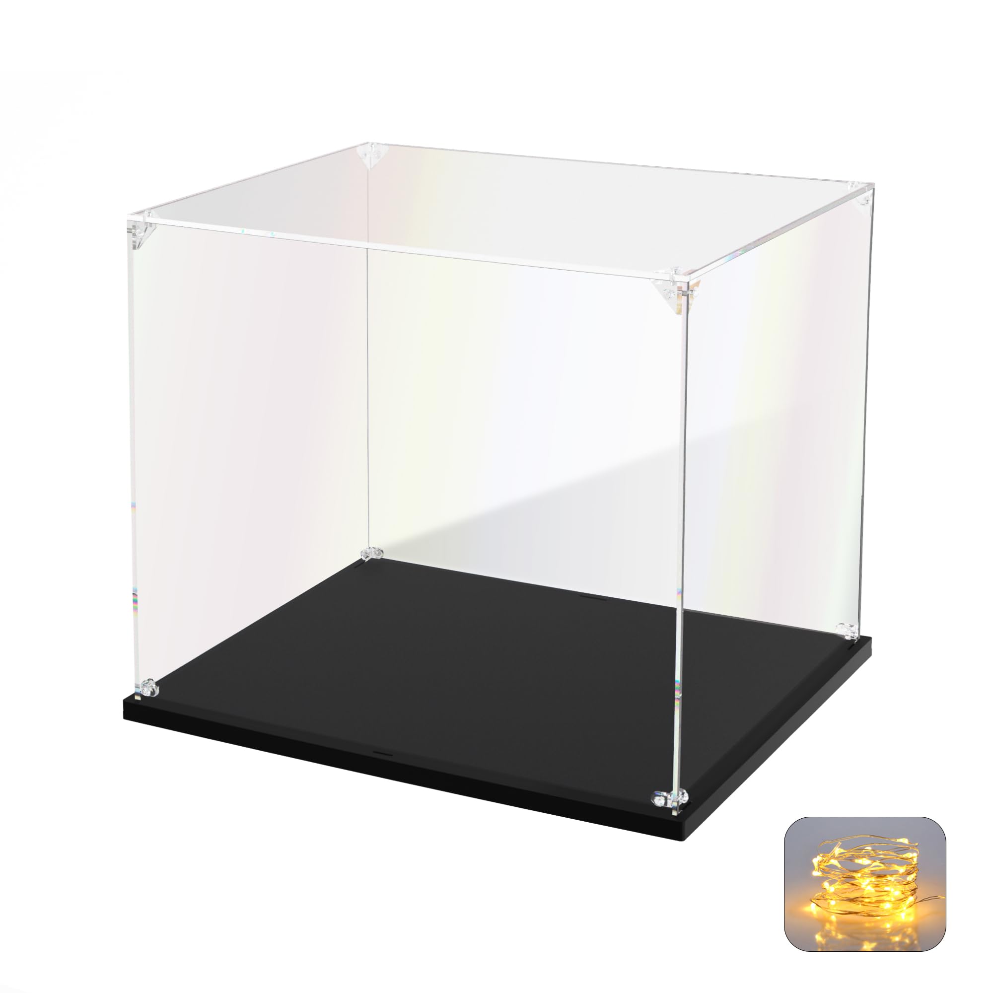 KOLIPI Espositore in acrilico per oggetti da collezione, scatola in acrilico trasparente per Lego, custodia in vetro alternativo per esporre figure, bambole e giocattoli per la casa (29 x 24 x 25 cm)
