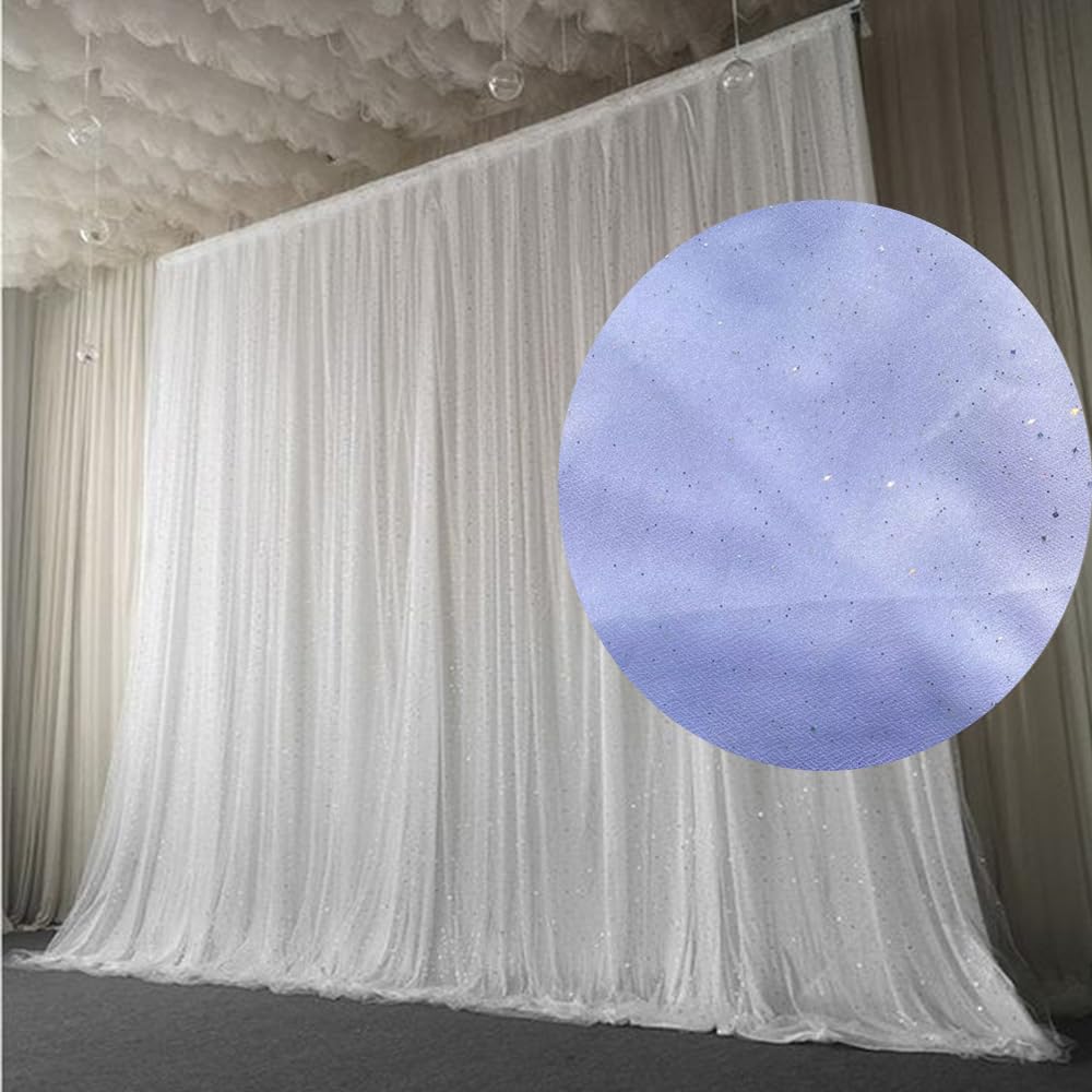 Deckenvorhänge zum Aufhängen für Hochzeit, mit Ring zum Aufhängen und 6 Paneelen, 1,5 x 4,6 m, weiß, durchsichtiger Chiffon-Stoff, Deckenvorhänge für Hochzeitsbogen, Party, Zeremonie,