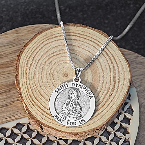 PicturesOnGold.com Saint Dymphna Round Religious Medal - in Sterling Silver and 10K or 14K Gold - Image 4
