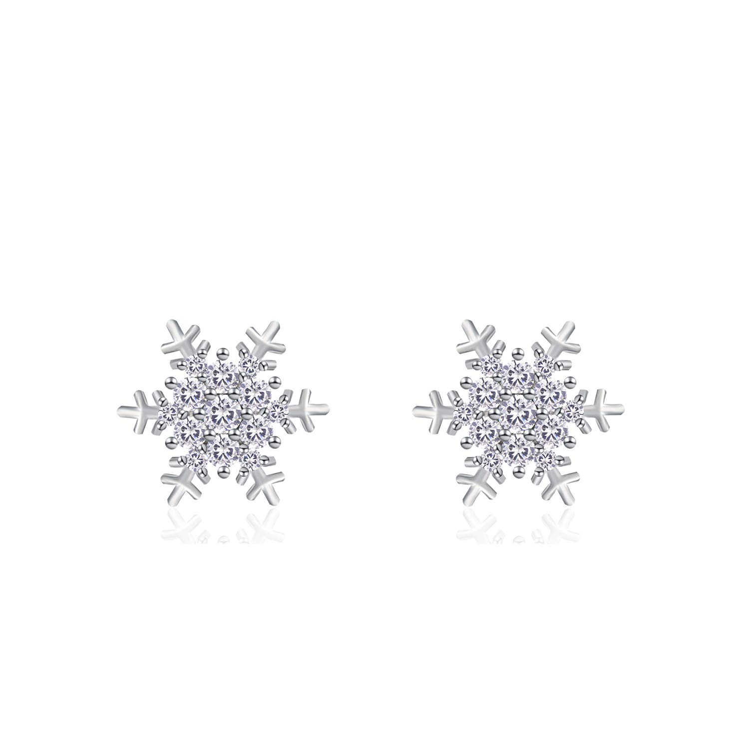 YOQUCOLSnowflake Flower Shaped Cubic Zirconia Crystal Stud Pierced Earrings For Women Girls