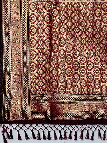 Image of AKHILAM Women's Banarasi Silk Blend Woven Design Golden zari Work Saree With Unstitched Blouse Piece (2PAKHI41 Parent)