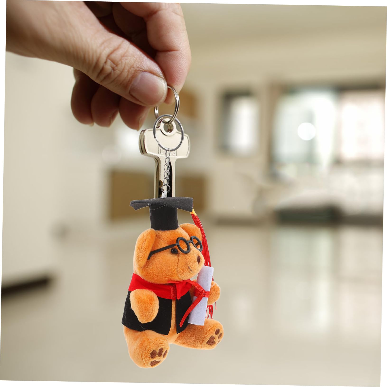 GLEAVI Portachiavi Orsetto Di Peluche Con Berretto Per Laureati Portachiavi Forma Di Animale Forma Di Orsetto Per Regali