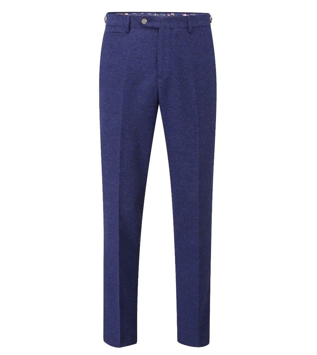 Brooklyn Big And Tall Men's Navy Skopes Tailored Fit Suit Trouser Herringbone Jude In Waist 32 To 56