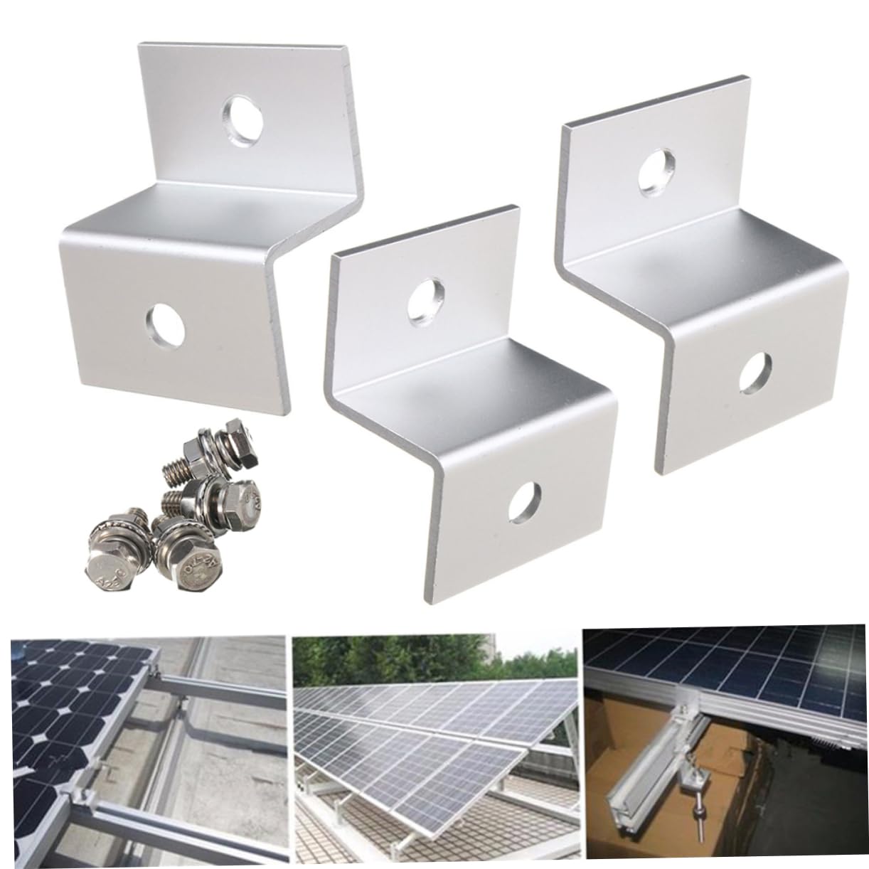 BESPORTBLE Staffa di Montaggio Pannello Solare Z in Metallo Argento con Dadi e Bulloni 8 Pezzi, Peso Leggero, Foro Differenziato per Pareti e Camper