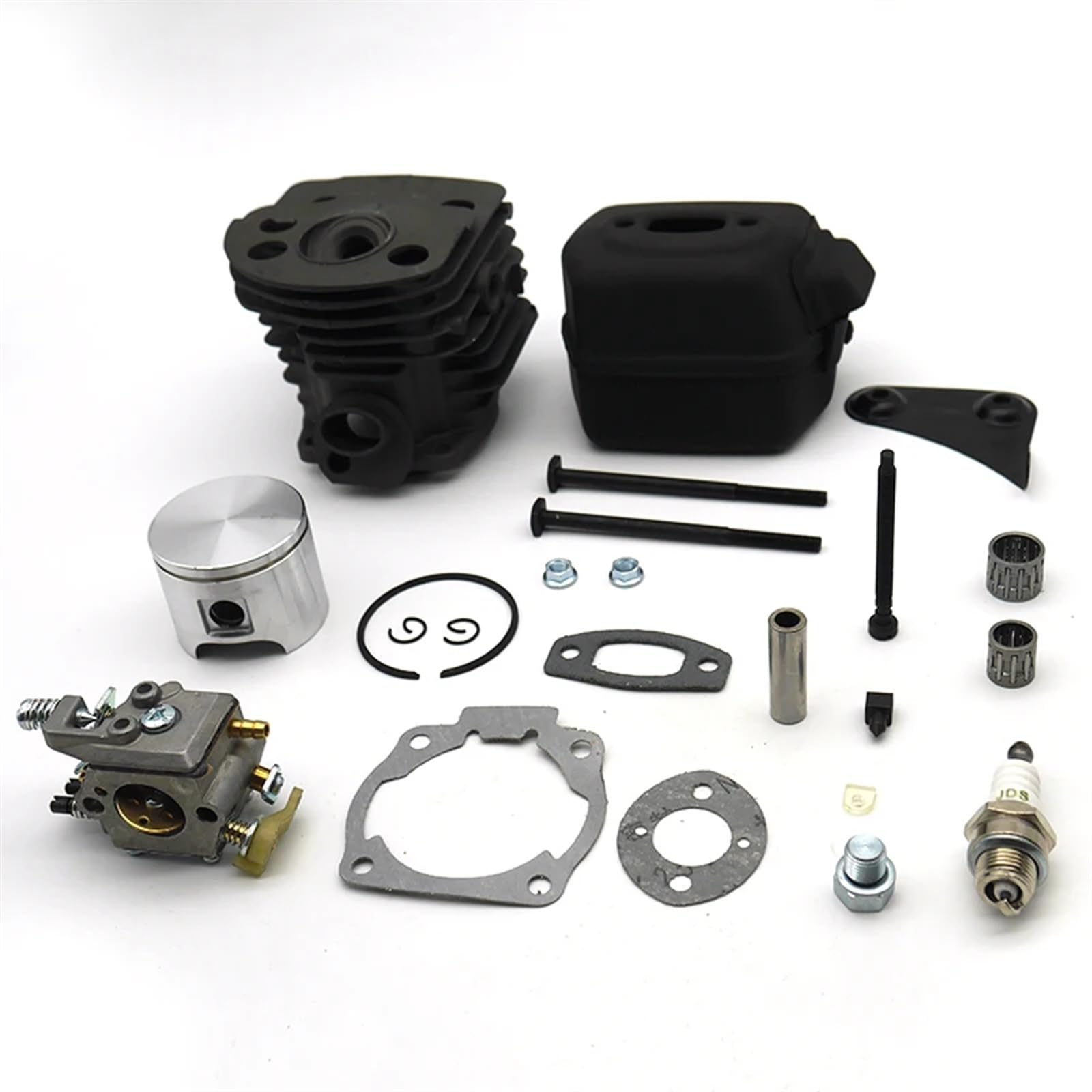 Wivplex Kit tendicatena regolatore pistone cilindro carburatore scarico marmitta 46MM, for Husqvarna, 55 51 pezzo di ricambio for motosega da giardino Kit guarnizione cilindro pistone