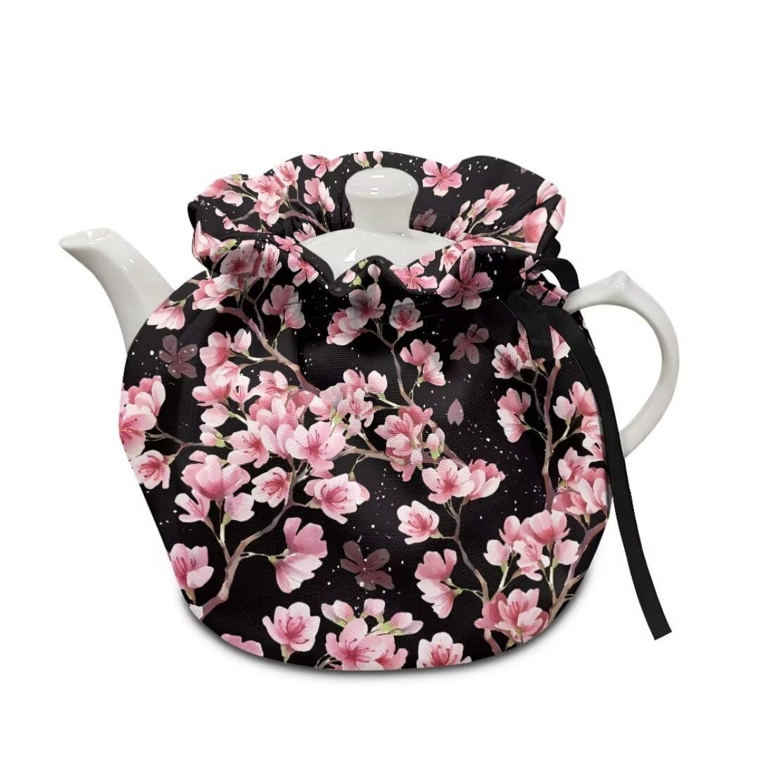 Youngerbaby Pink Cherry Blossom Coffee Tea Pots Cozy Insulated Tea Kettle Cover Insulated Afternoon Tea Breakfast Decorative Tea Set Dustproof