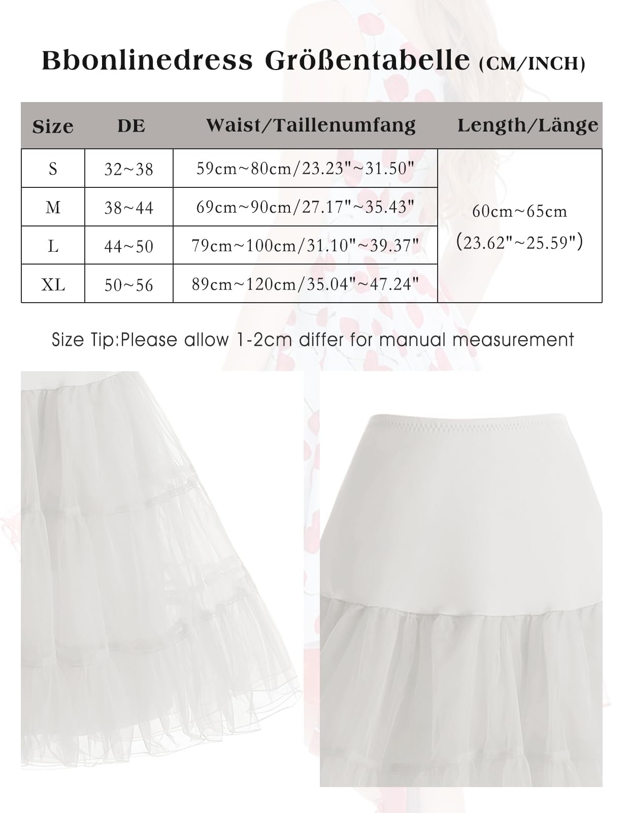 Bbonlinedress Jupe Jupon Femme sous Robe Style Vintage Evasée Années 1950s Rockabilly pour Carnaval Soirée Cocktail Mariage Anniversaire 4 Tailles à Choisir - 5