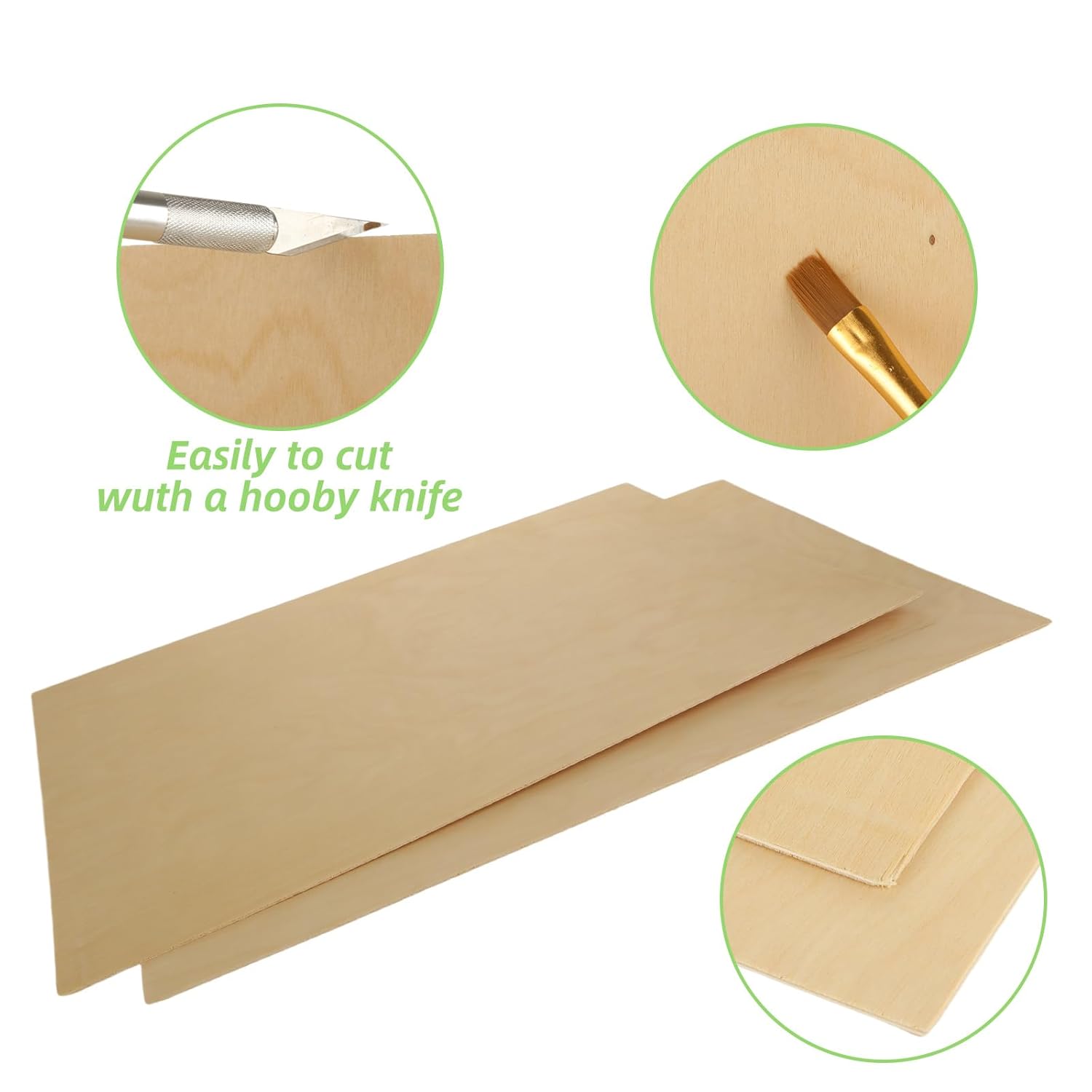 12Pcs 16 x 12 x 1/16 Inch Baltic Birch Plywood Sheets Unfinished Plywood Sheet for Arts and Crafts, Painting, Pyrography, Wood Engraving, Wood Burning, Laser, Architectural Models