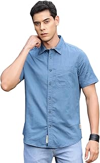 Thomas Scott Men's | Solid | Half Sleeve | Regular Fit | Premium Irish Linen | Spread Collar | Casual Shirt Price In India