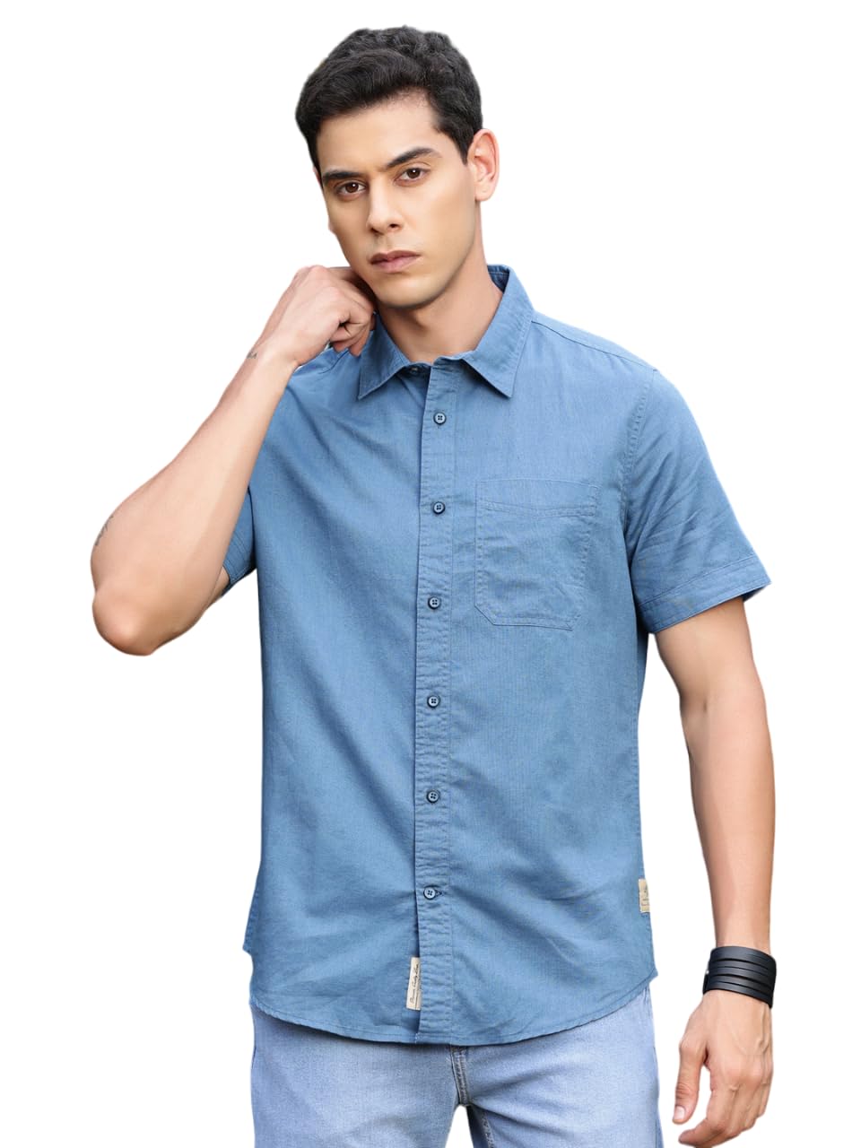 Thomas Scott Men’s | Solid | Half Sleeve | Regular Fit | Premium Irish Linen | Spread Collar | Casual Shirt