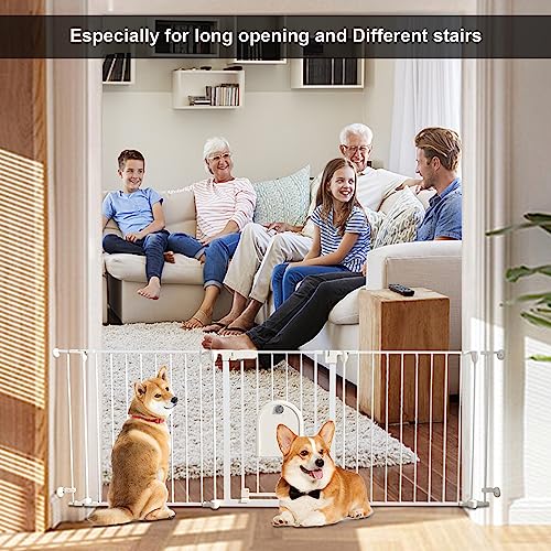 Tukwslo 70.8 Inch Extra Wide Baby Gate, Dog Gated For The House Extra Wide, Auto-Close 3 Panel Includes Hardware Mounted White(30" Tall) #TOP5