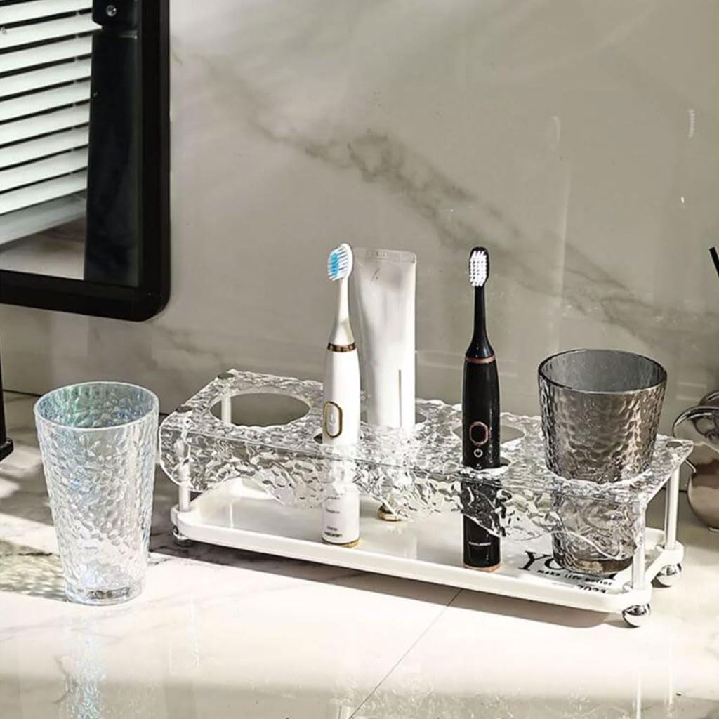 Conveniente Portaspazzolino da appoggio per la casa, Set di Tazze per collutorio in Acrilico, Semplice portaoggetti per Il Bagno di Grande capacità Pratico