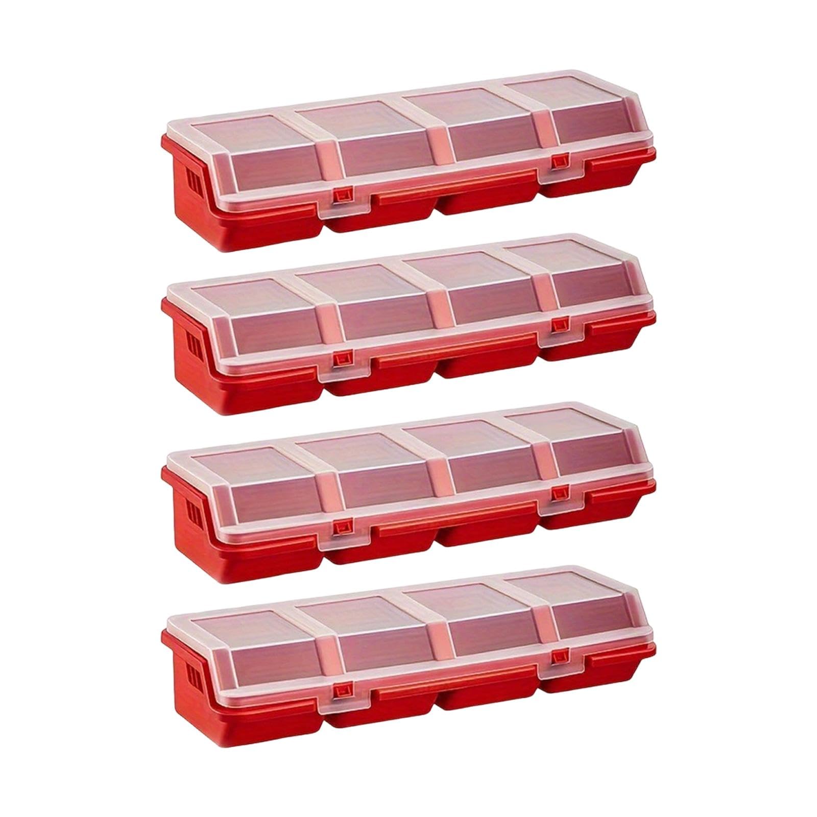 Fenteer Estuche organizador de tornillos de 4 piezas, organizador de almacenamiento para componentes electrónicos, banco de trabajo, Rojo