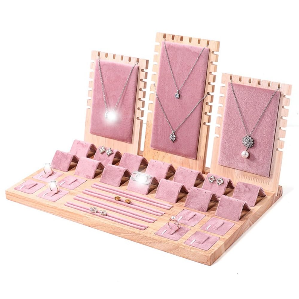 Xumh2024-3 jewelry organizer Wooden Jewelry Display Stand Necklace Earring Ring for Vanity