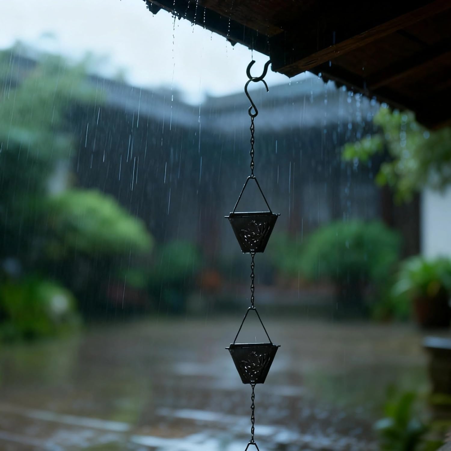 Square Iron Rain Chains, 12 Pack, Downspout Alternative