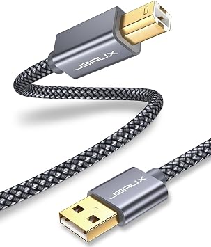 JSAUX Printer Cable 10FT, USB Printer Cord for HP Canon Dell Epson