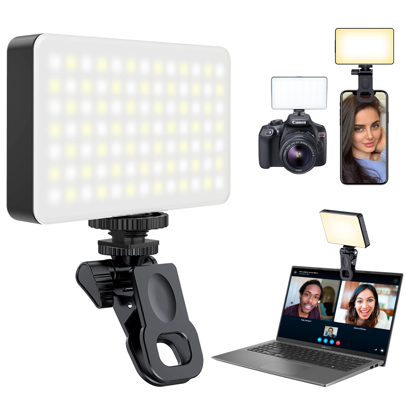 ELZO Selfie Light Rechargeable With Clip, 97 LED Portable Phone Lights With Adjustable 10 Color Modes, Up To 6500K CRI 97 , 3 Light Modes For Iphone, IPad, Laptop, TikTok, Makeup, Live Stream - View #2